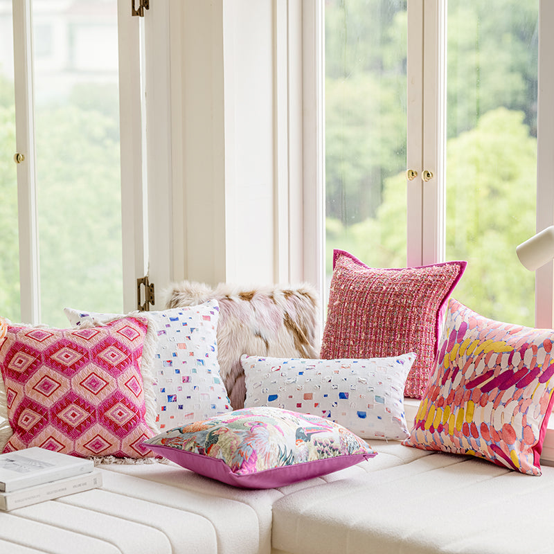 LaLuna Home Pink Terrazzo-Inspired  Jacquard Throw Pillow