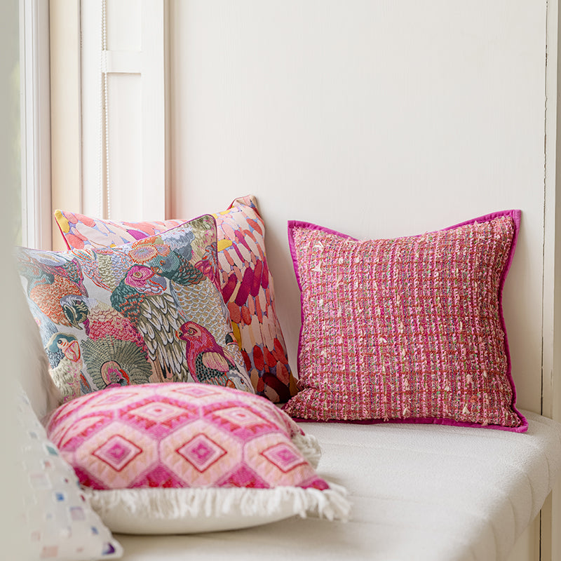 LaLuna Home Pink Geometric Pattern Jacquard Throw Pillow