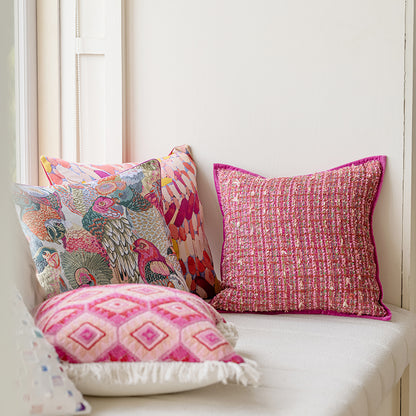 LaLuna Home Pink Geometric Pattern Jacquard Throw Pillow