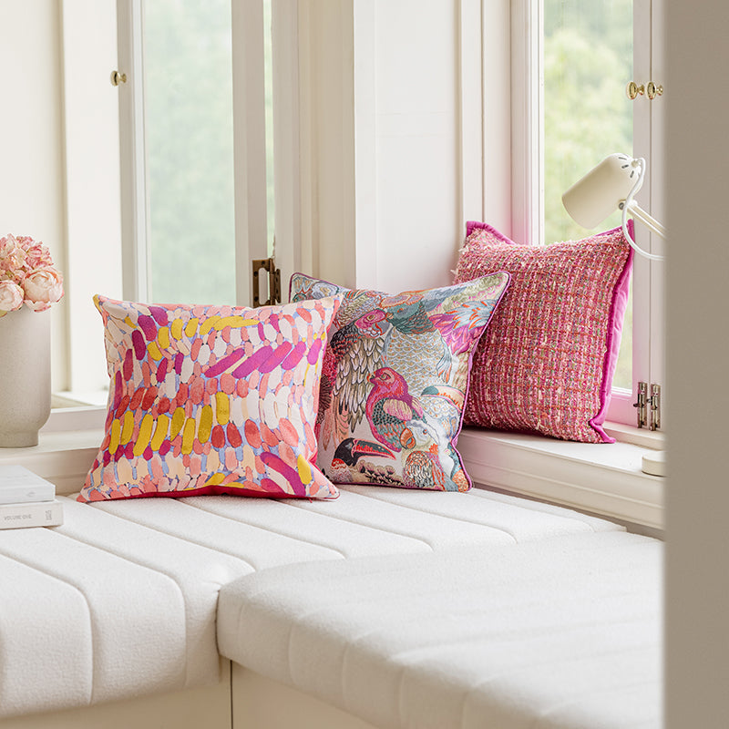 LaLuna Home Pink Terrazzo-Inspired  Jacquard Throw Pillow