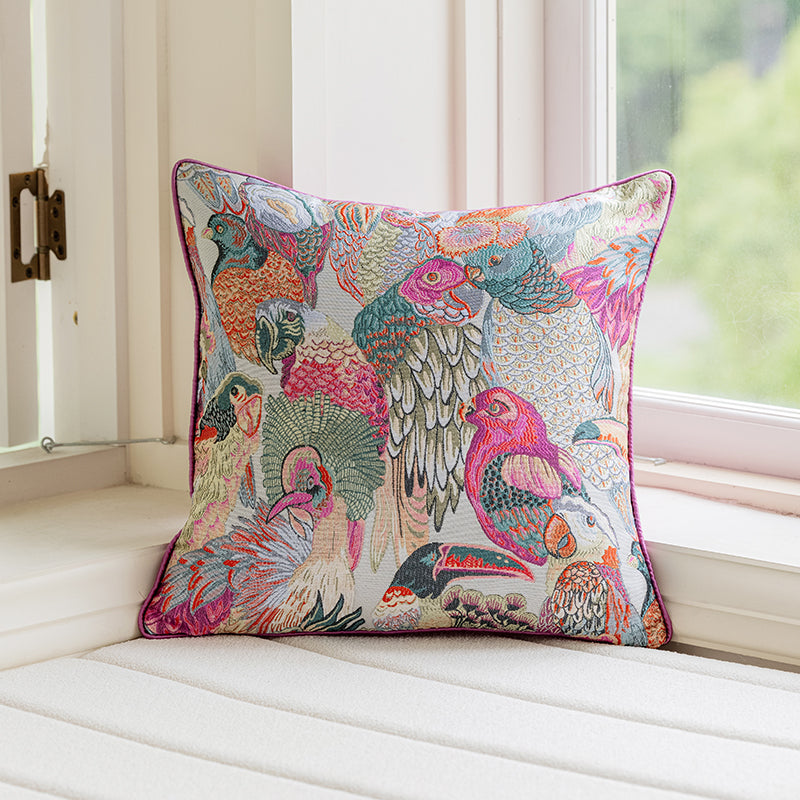 LaLuna Home Exotic Bird Silky Jacquard Throw Pillow