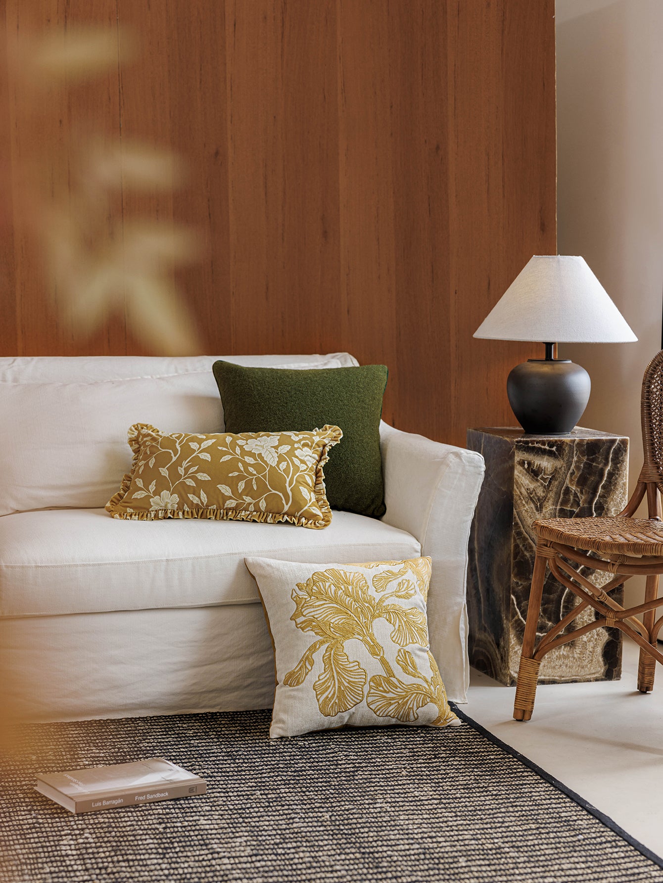 Chinoiserie Golden Iris Embroidery Throw Pillow