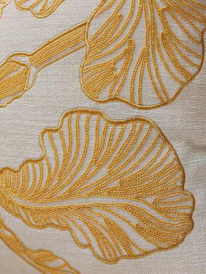 Chinoiserie Golden Iris Embroidery Throw Pillow