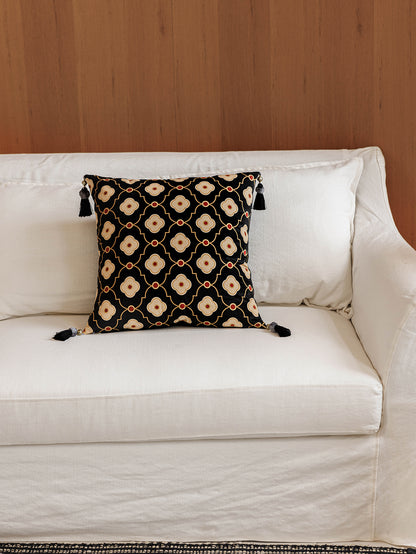 Chinoiserie Midnight Plum Throw Pillow with Tassels
