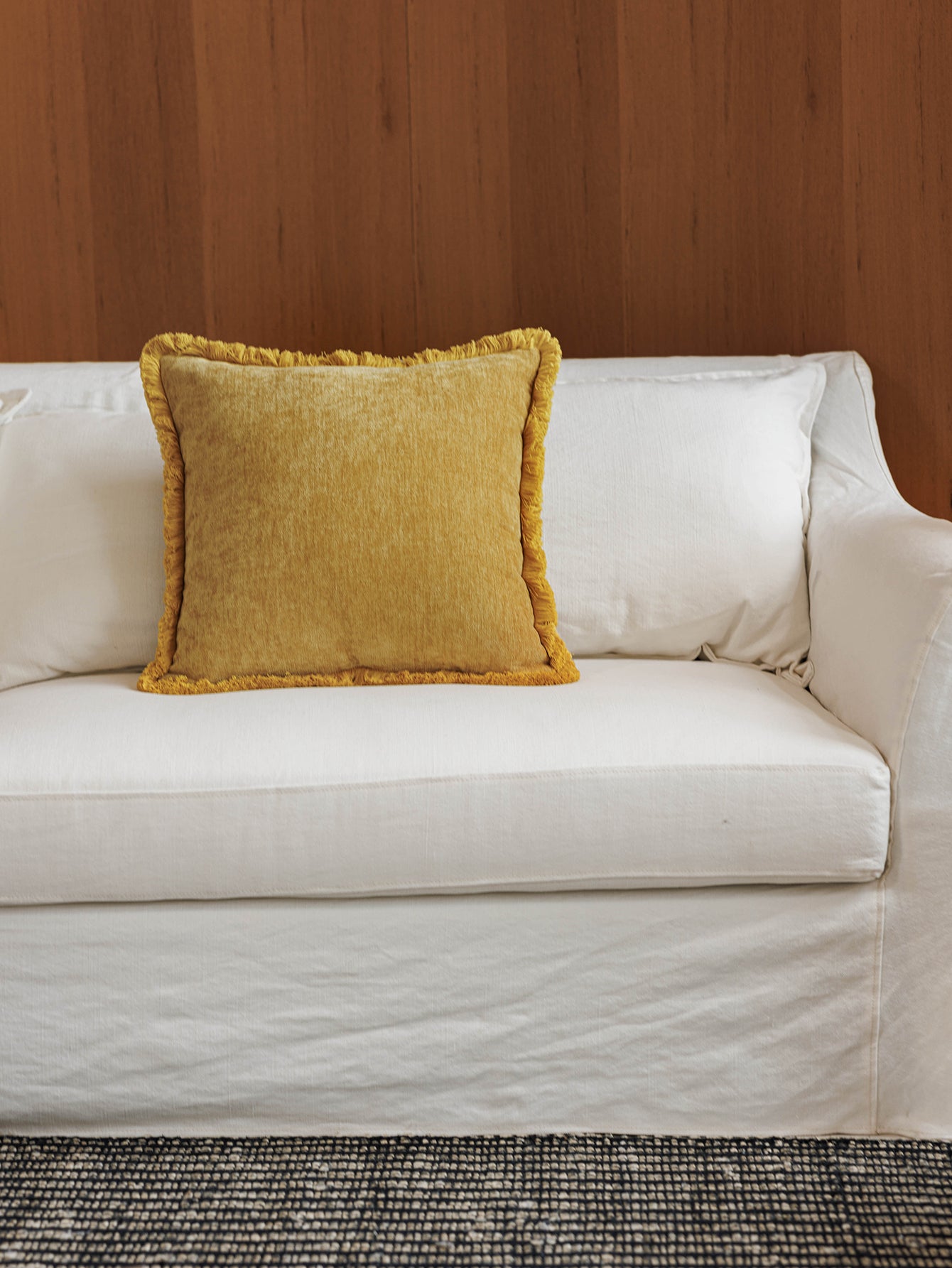 Chinoiserie Amber Glow Throw Pillow with Tassel Trim