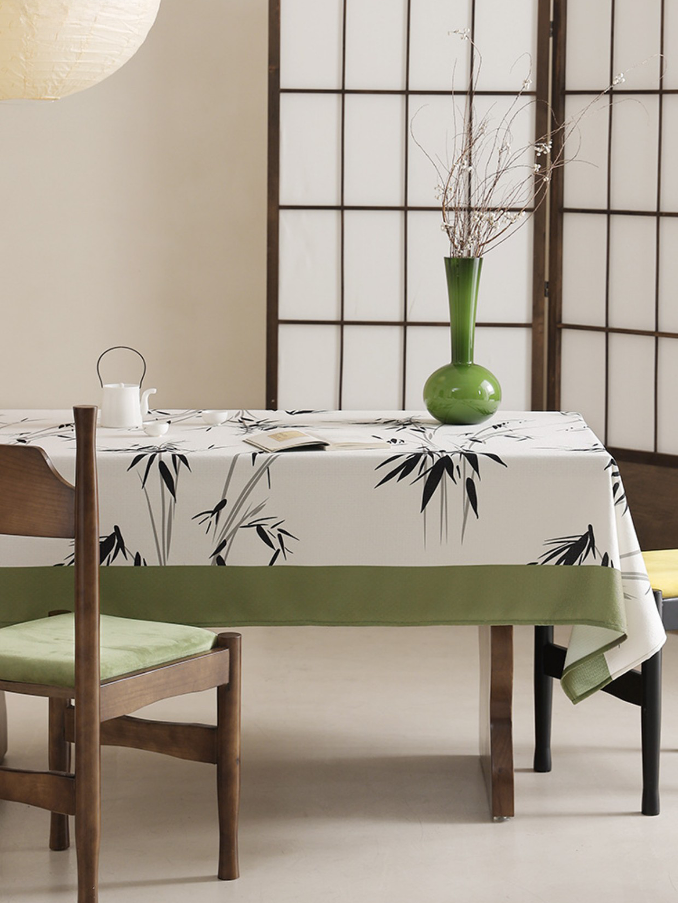 LaLuna Home Chinoiserie  Green Bamboo Tablecloth