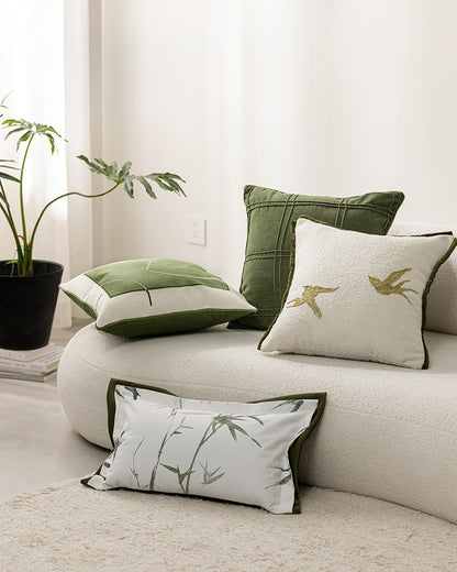 LaLuna Home Chinoiserie Golden Swallows Embroidered Throw Pillow
