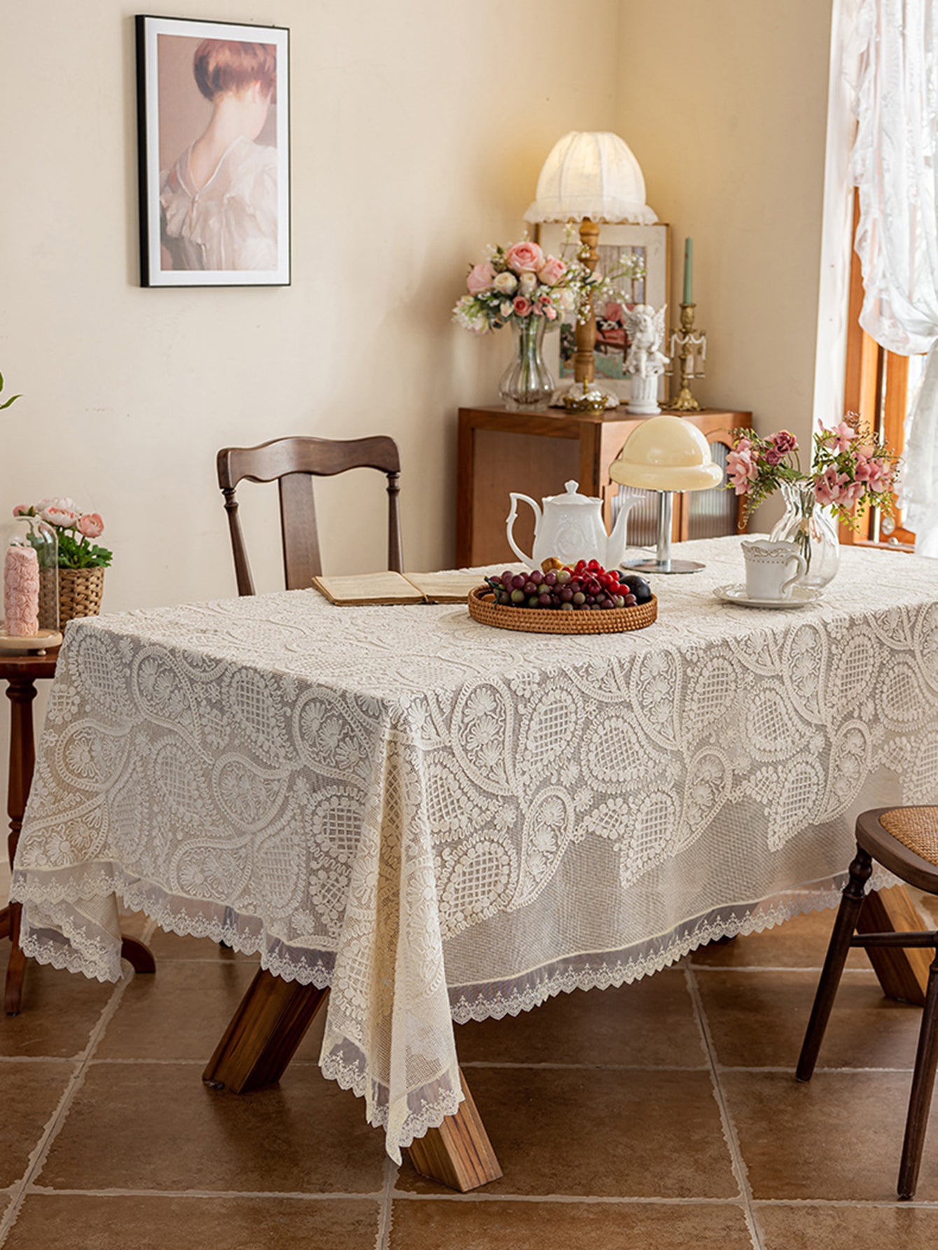 LaLuna Home Paisley Lace Tablecloth 140*180cm / 55*71in