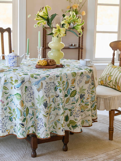 Chinoiserie Town Spring Floral Pattern Round Tablecloth