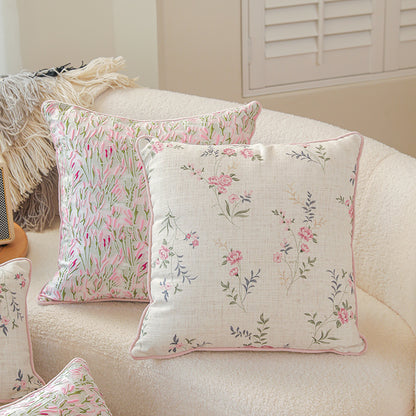 LaLuna Home Blush Floral Linen Throw Pillow