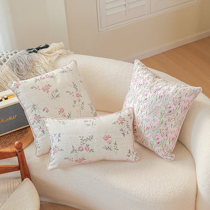 LaLuna Home Blush Floral Linen Throw Pillow