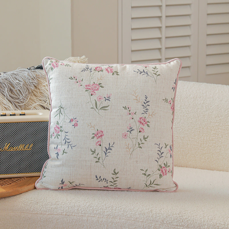 LaLuna Home Blush Floral Linen Throw Pillow
