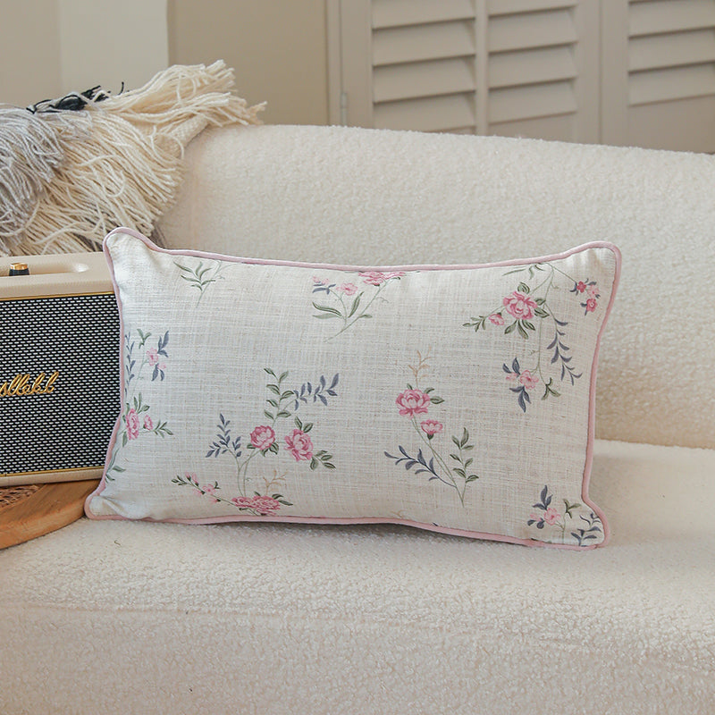 LaLuna Home Blush Floral Linen Throw Pillow