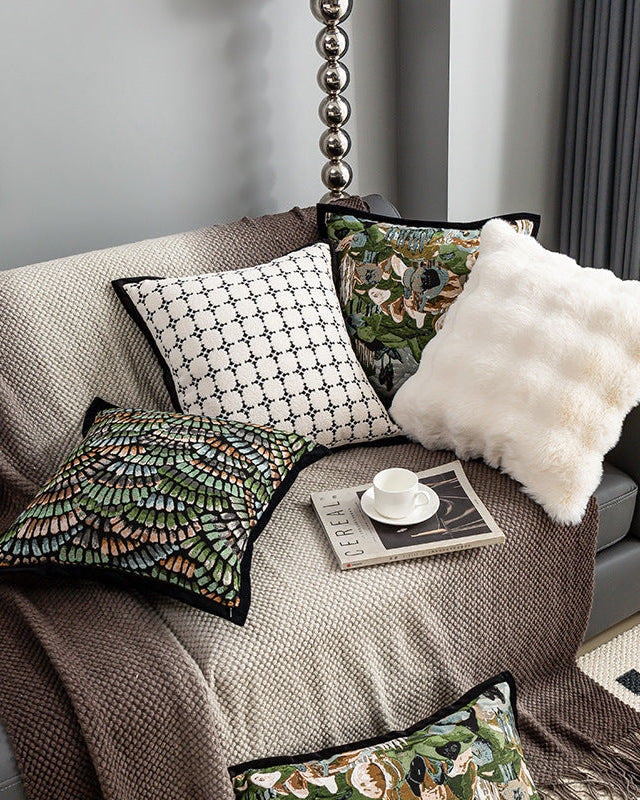 LaLuna Home Vintage Green Forest Jacquard Throw Pillow