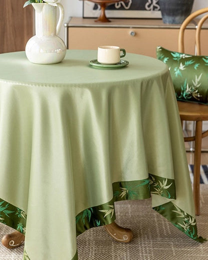 LaLuna Home Chinoiserie  Bamboo Embroidered Tablecloth with Tassels 110*170cm / 43*67in