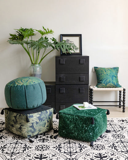LaLuna Home Vintage Pine Pattern Pouf Cover