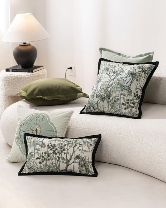 LaLuna Home Chinoiserie Forest Whisper  Jacquard Throw Pillow