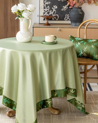 LaLuna Home Chinoiserie  Bamboo Embroidered Tablecloth with Tassels 100*140cm / 39*55in