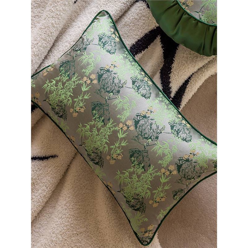 LaLuna Home Chinoiserie  Lush Green Bamboo Throw Pillow