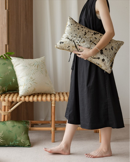 LaLuna Home Chinoiserie  Bamboo  Jacquard Throw Pillow for Sofa & Bed Decor