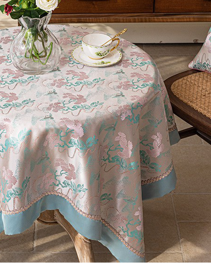 LaLuna Home Chinoiserie Pine-Crane Pattern Tablecloth