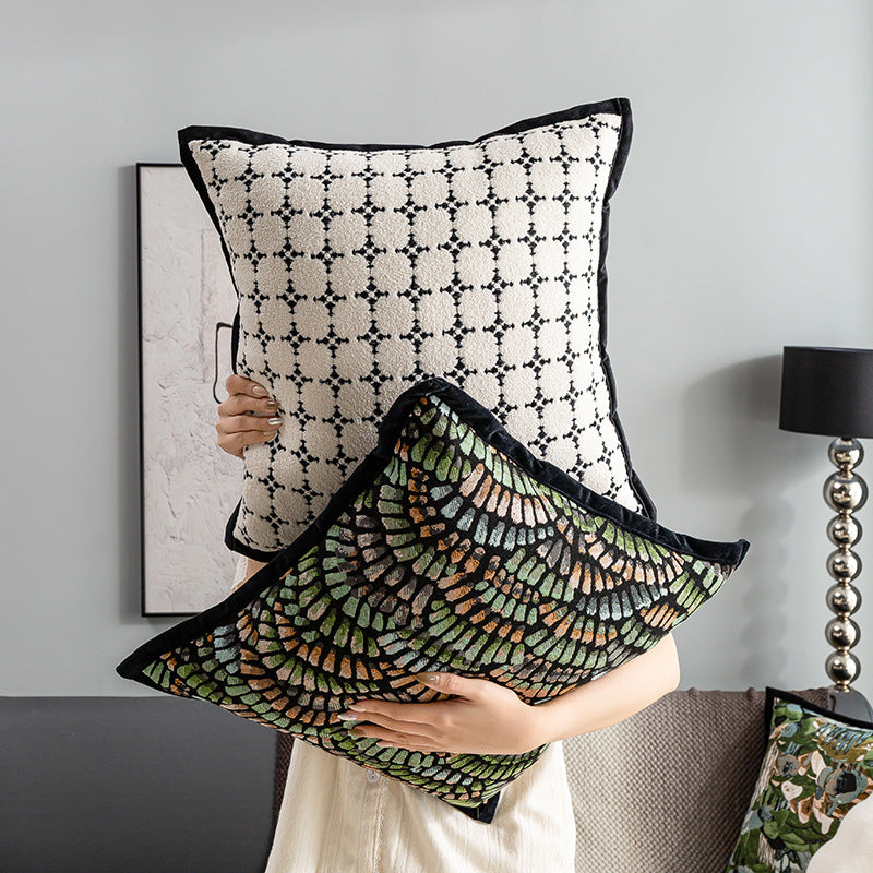 LaLuna Home Vintage Green Weave Jacquard Throw Pillow