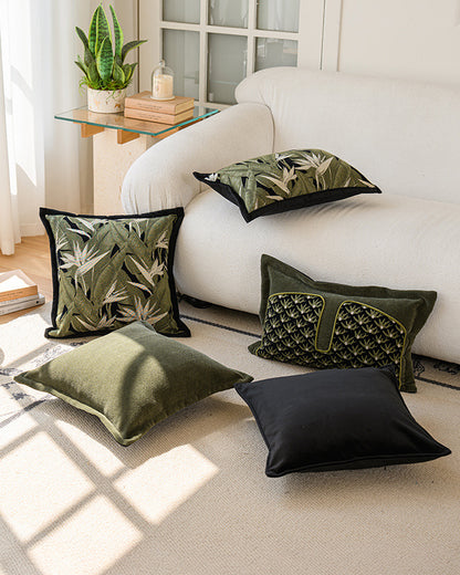 LaLuna Home Vintage Green Sprout Jacquard Throw Pillow