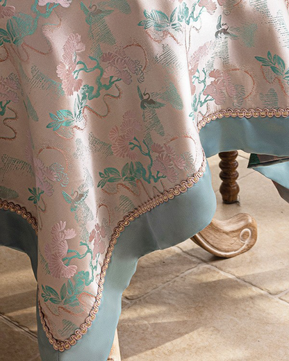 LaLuna Home Chinoiserie Pine-Crane Pattern Tablecloth