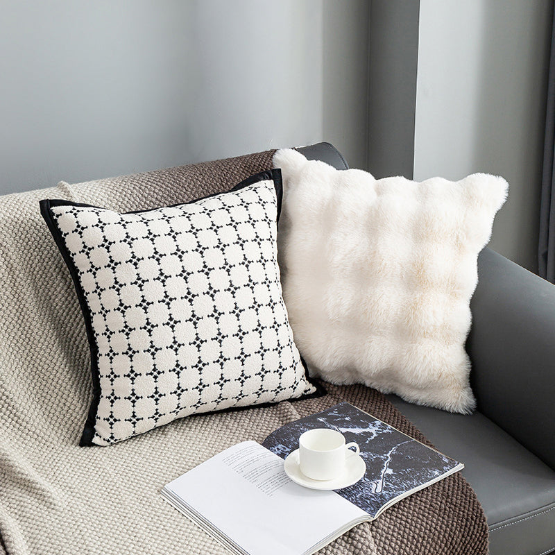 LaLuna Home Black & White Square Verse Geometric Jacquard Throw Pillow