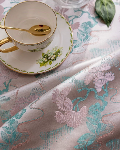 LaLuna Home Chinoiserie Pine-Crane Pattern Tablecloth