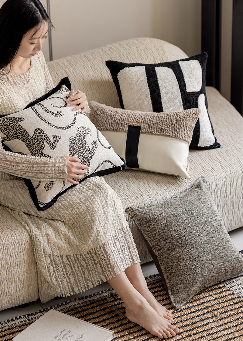 LaLuna Home Leopard Whisper Vintage  Jacquard Throw Pillow