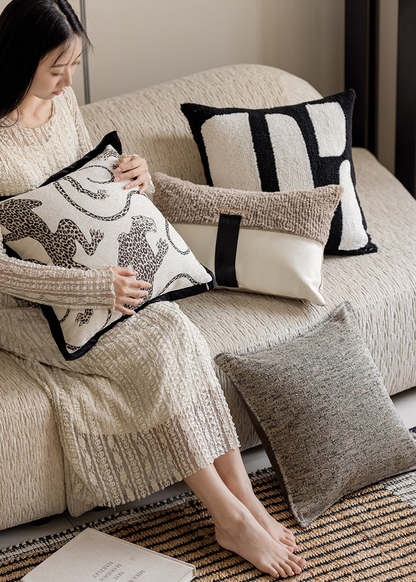 LaLuna Home Leopard Whisper Vintage  Jacquard Throw Pillow