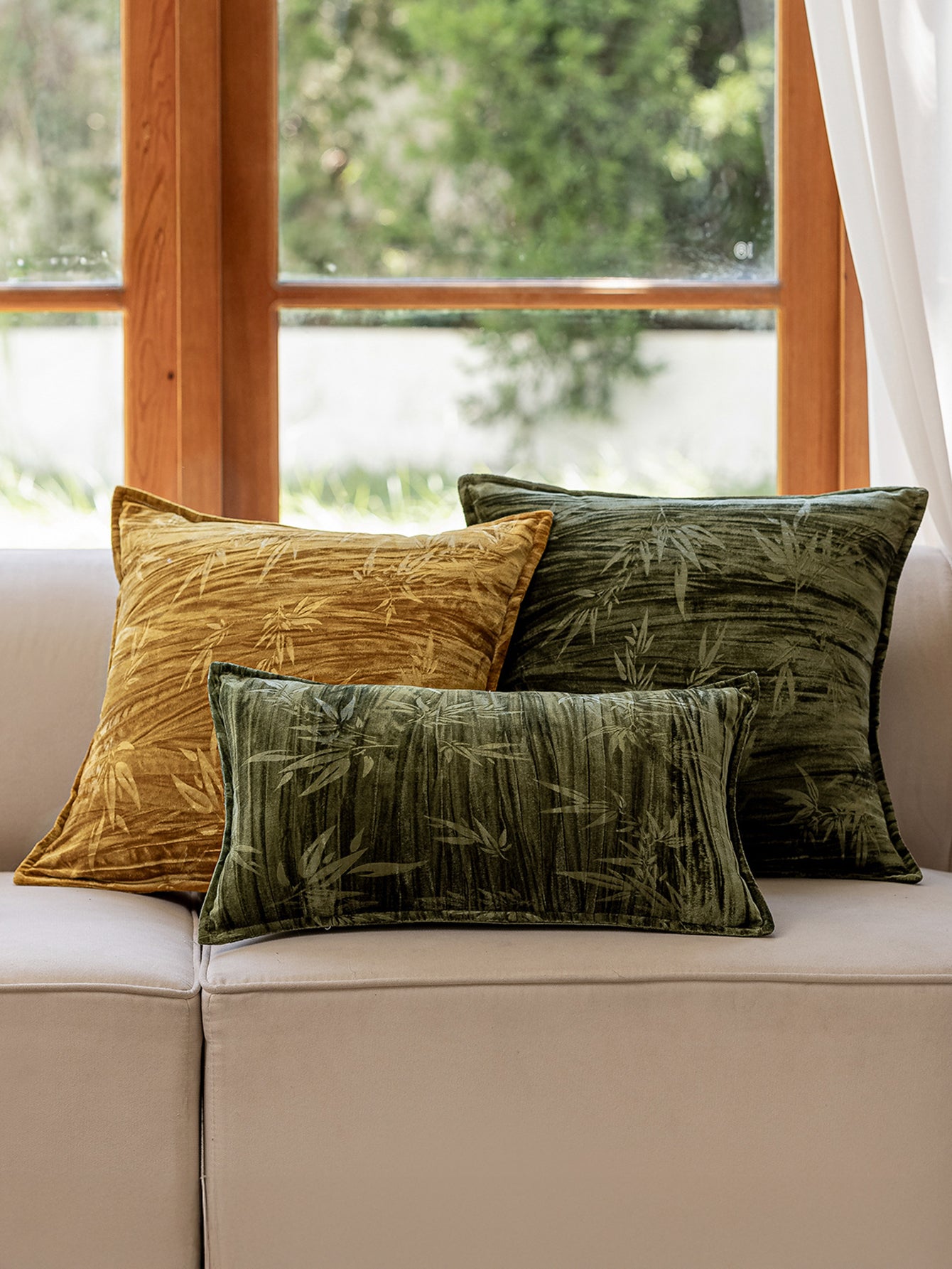 Chinoiserie Jade Bamboo Charm Throw Pillow