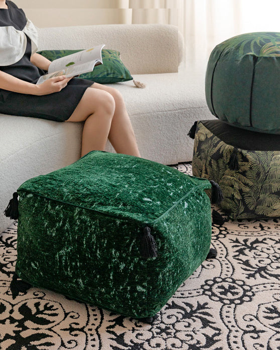 LaLuna Home Vintage Pine Pattern Pouf Cover