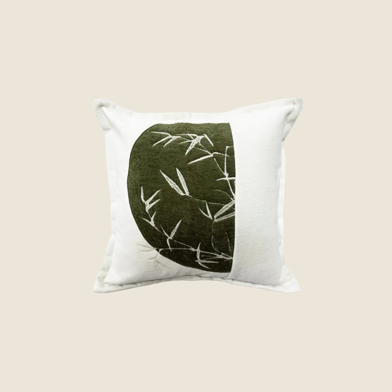 LaLuna Home Chinoiserie Bamboo Embroidered Patchwork Throw Pillow