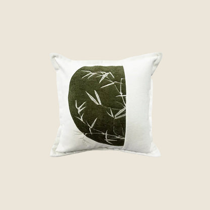 LaLuna Home Chinoiserie Bamboo Embroidered Patchwork Throw Pillow
