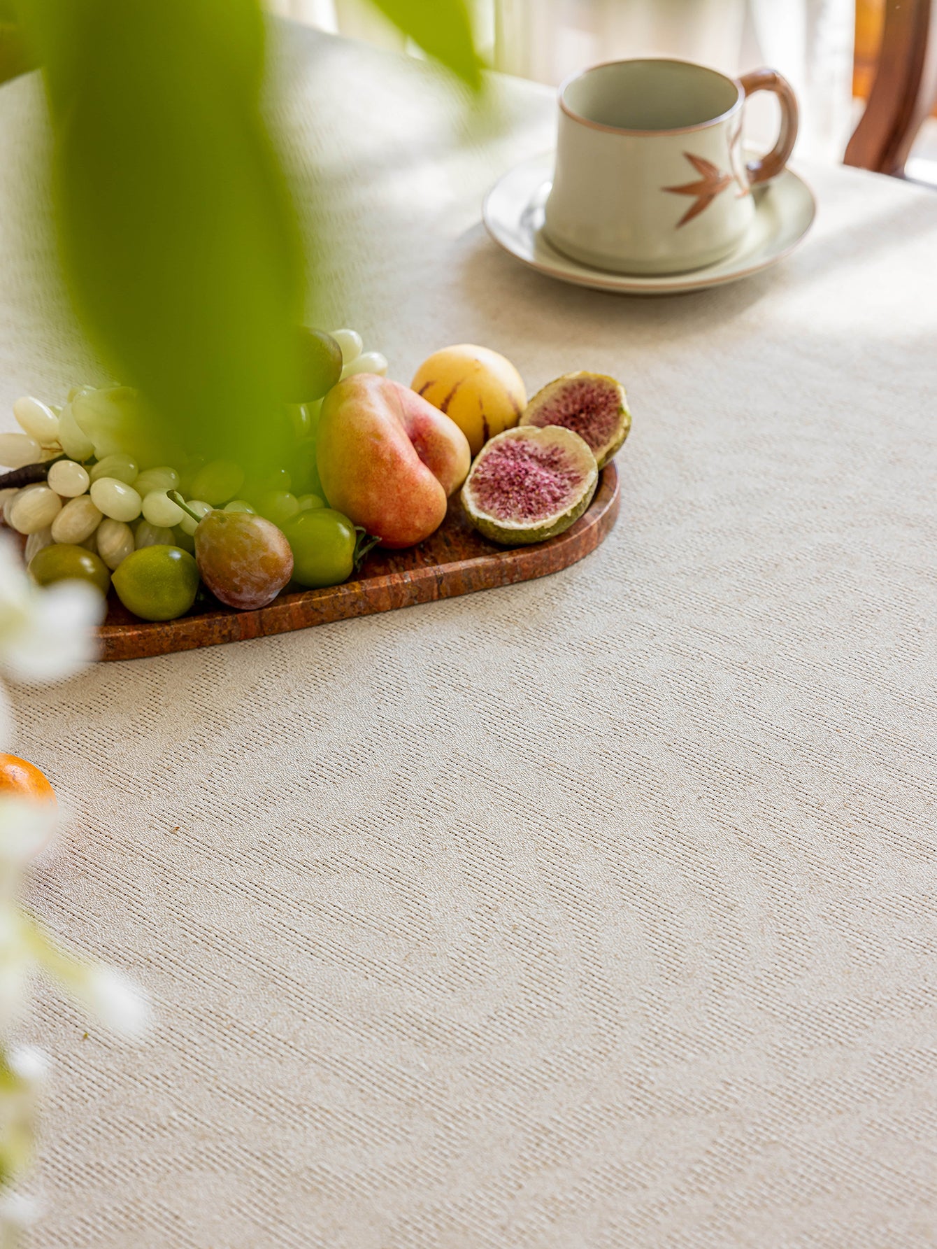 Elegant Serenity Natural Cotton-Linen Tablecloth