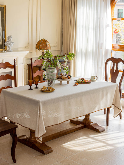Elegant Serenity Natural Cotton-Linen Tablecloth