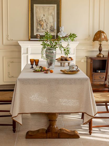 Elegant Serenity Natural Cotton-Linen Tablecloth