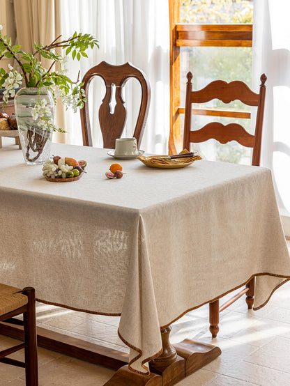 Elegant Serenity Natural Cotton-Linen Tablecloth