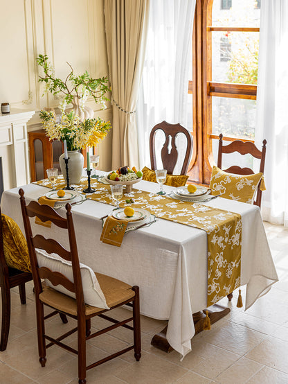 Chinoiserie  Fulu Mantang  Golden Jacquard Table Runner
