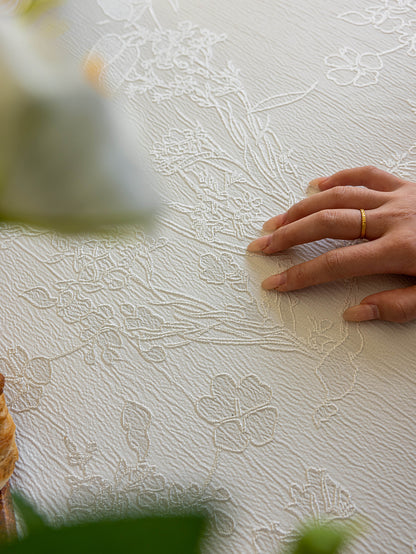 Chinoiserie  Magnolia Bloom Jacquard Tablecloth with Tassels