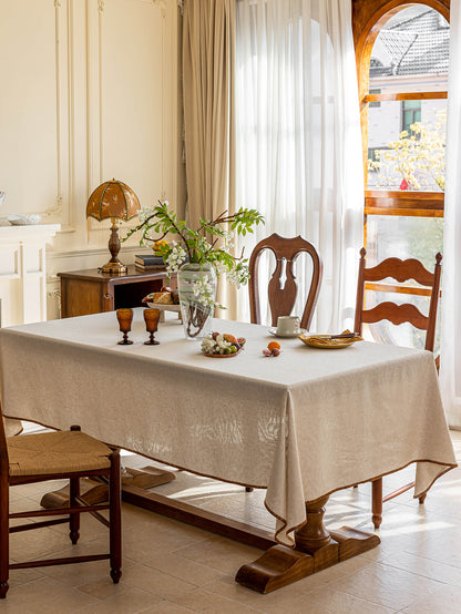 Elegant Serenity Natural Cotton-Linen Tablecloth