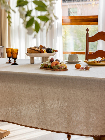 Elegant Serenity Natural Cotton-Linen Tablecloth