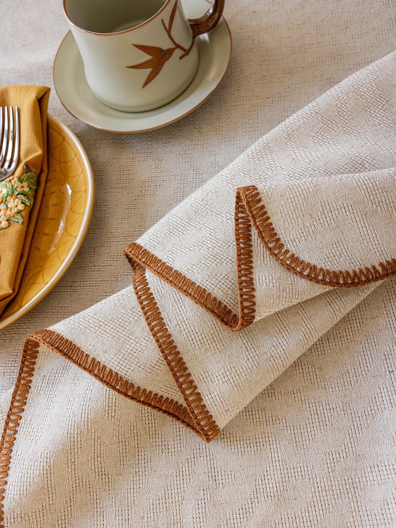 Elegant Serenity Natural Cotton-Linen Tablecloth