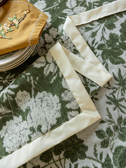 Chinoiserie Vintage Green Rose Dream Jacquard Tablecloth