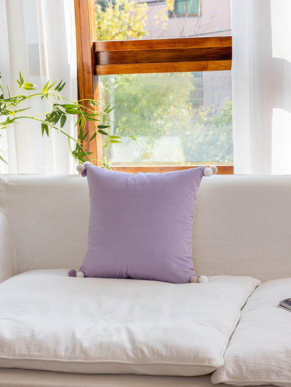Chinoiserie Purple Wisteria Floral Pattern Throw Pillow with Tassels