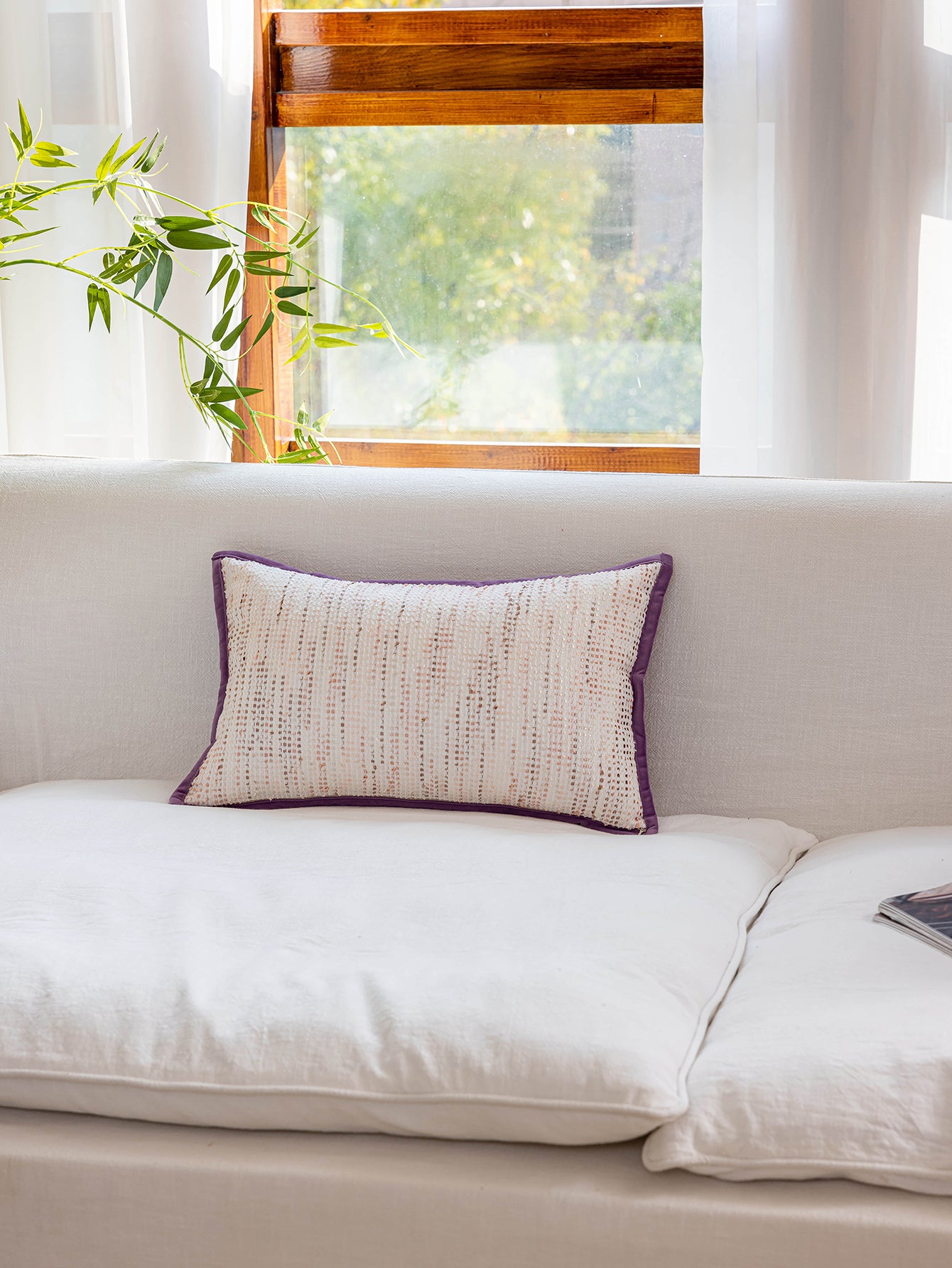 Chinoiserie Soft Purple Scale Pattern Lumbar Pillow