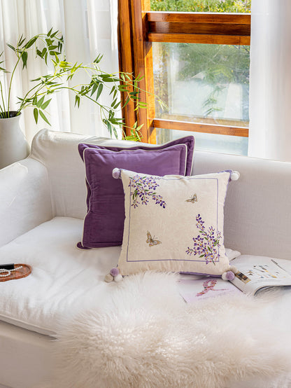 Luminous Purple Tones Double-Trim Throw Pillow