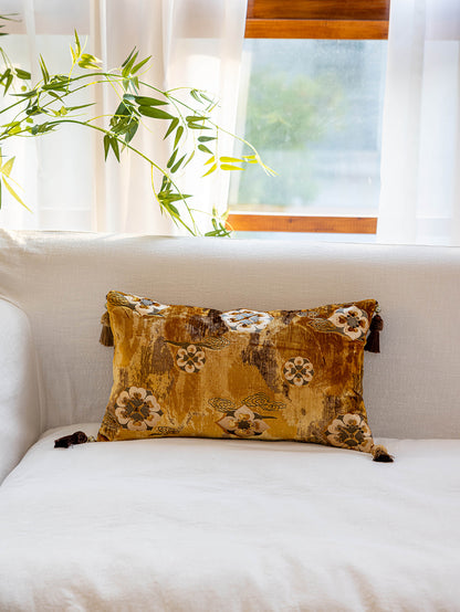 Chinoiserie Gilding Moonlight Elegance Throw Pillow with Tassels